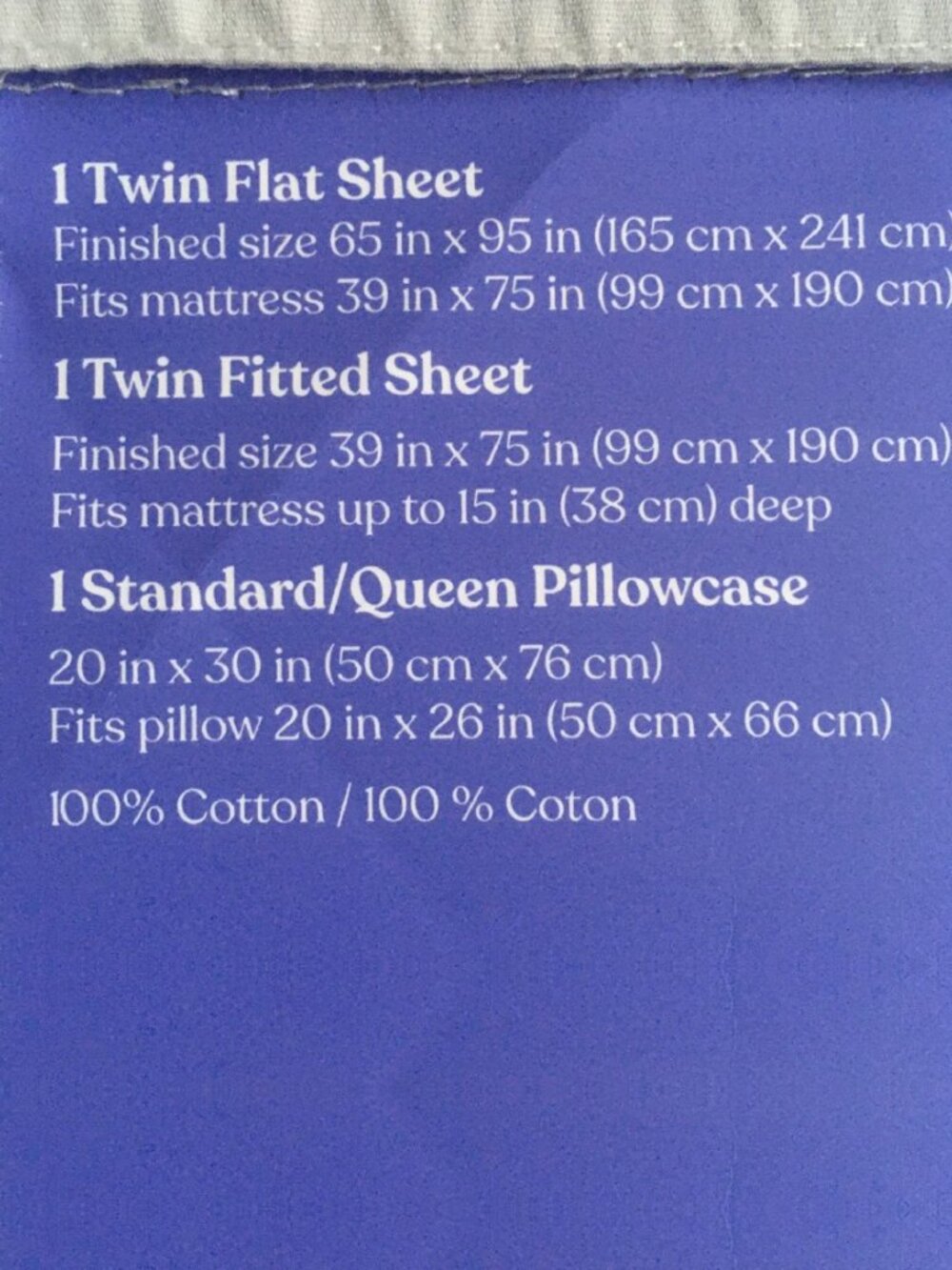 new Wild Sage Soft Cotton Percale 300 TC TWIN Sheet Set in LUNAR ROCK color - Picture 3 of 6